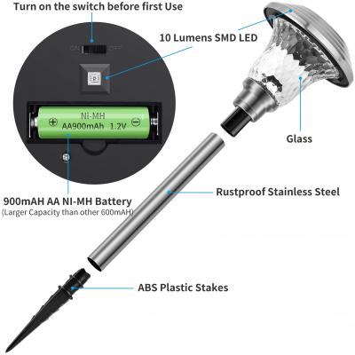 Luz de jardim de fábrica luz solar de aço inoxidável ao ar livre à prova d'água jardim paisagem gramado led pátio pátio luzes de caminho
