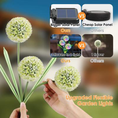 Lâmpada de jardim solar externa com flores solares OEM à prova d'água Luz solar de dente-de-leão automática para jardim Lâmpada LED