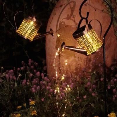 Cordão de luz solar led encantado regador à prova d'água decoração de jardim lâmpada retrô de metal